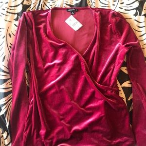 J. Crew Mercantile pink velvet wrap top
